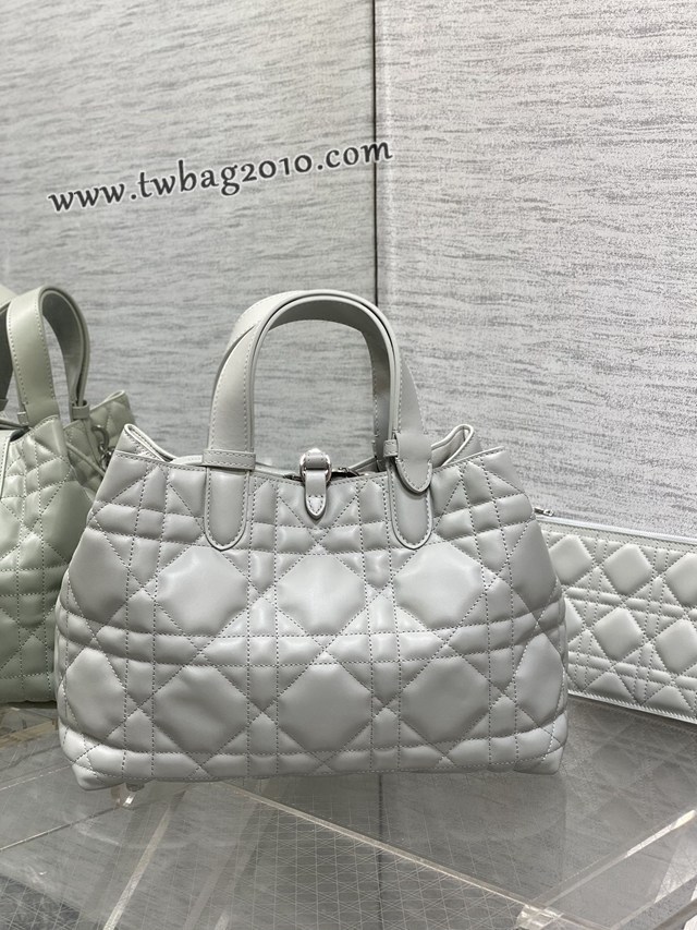 Dior专柜新款迪奥顶级原单中号Toujours系列云雾灰小牛皮手提包 djfk1104